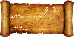 Jóba Kristóf névjegykártya